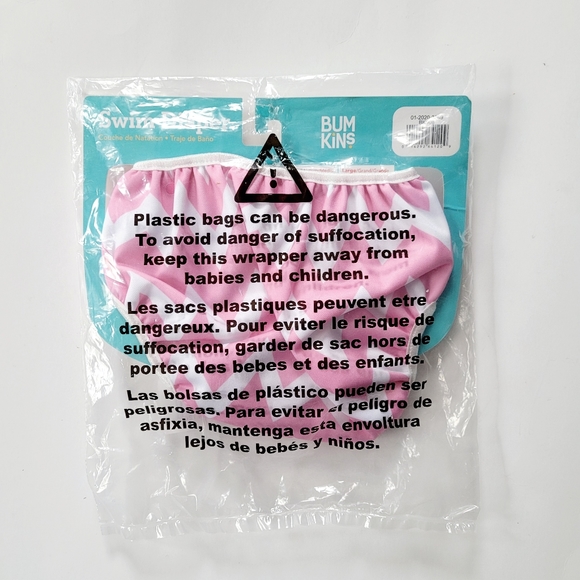Bumkins Reusable Swim Diaper - Pink Chevron, Small - Picture 3 of 5